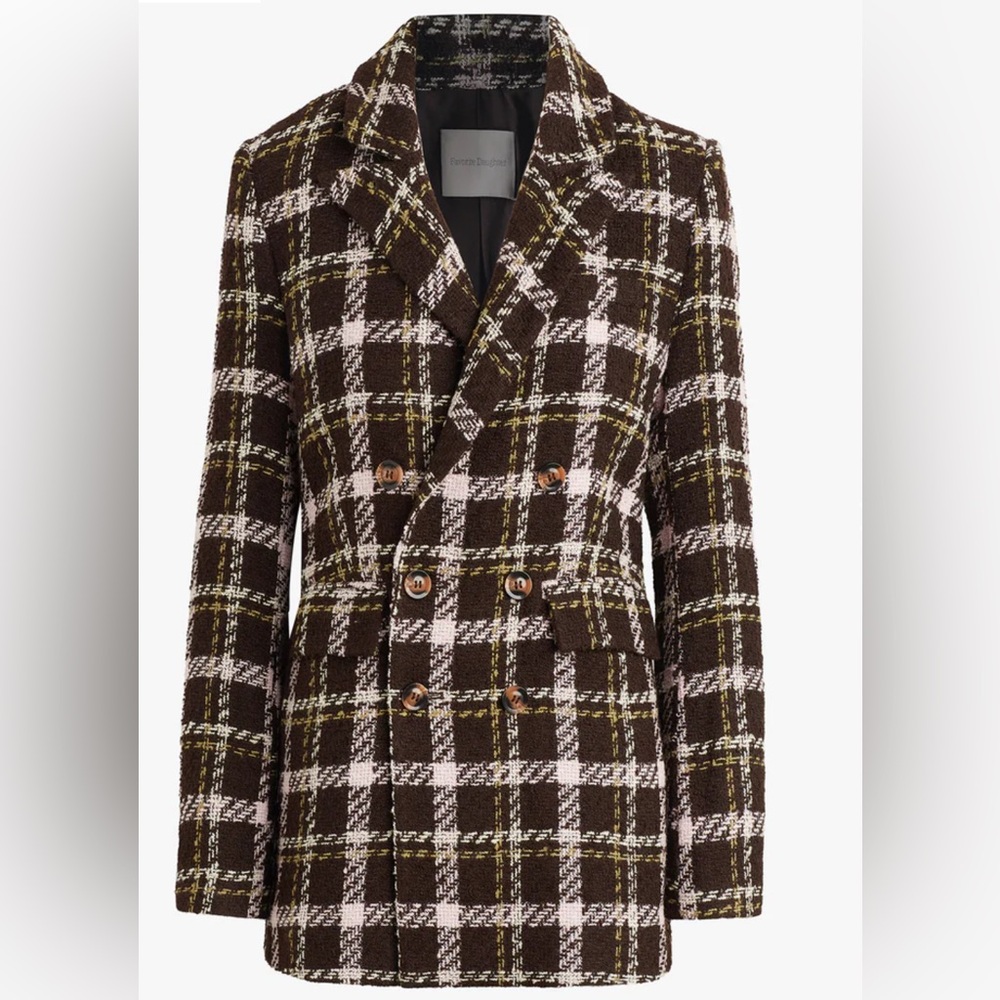 Favorite Daughter Black and Pink Phoebe Blazer with Notched Lapel